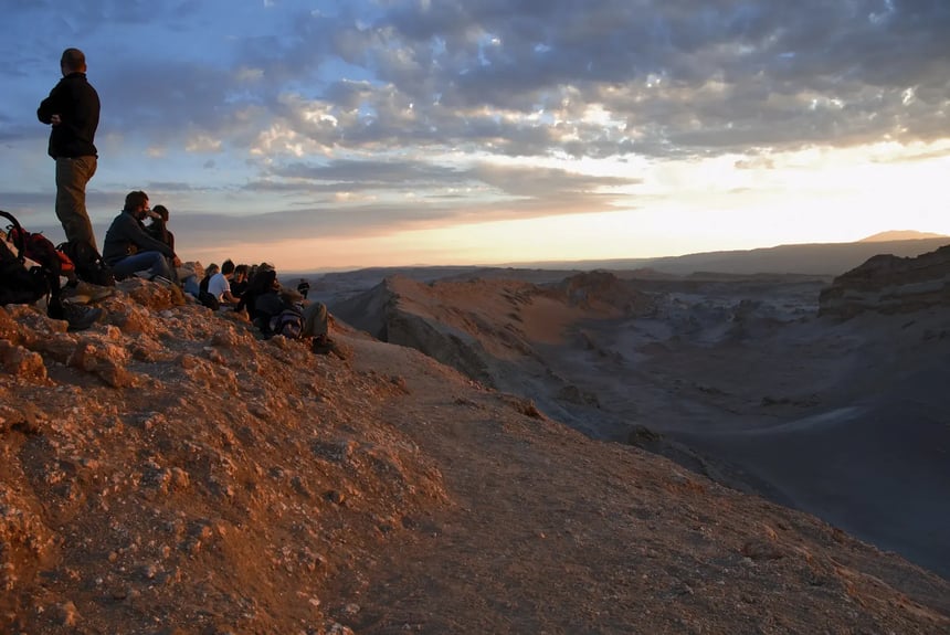 people enjoying sunset Atacama Desert