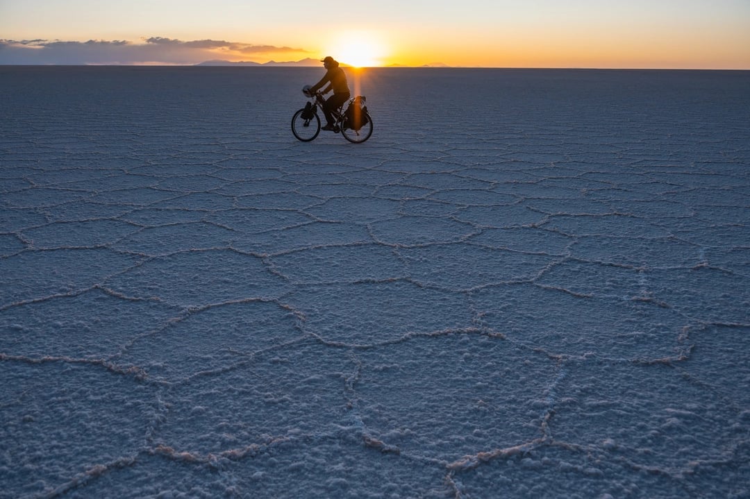 Sunset at the Uyuni salar