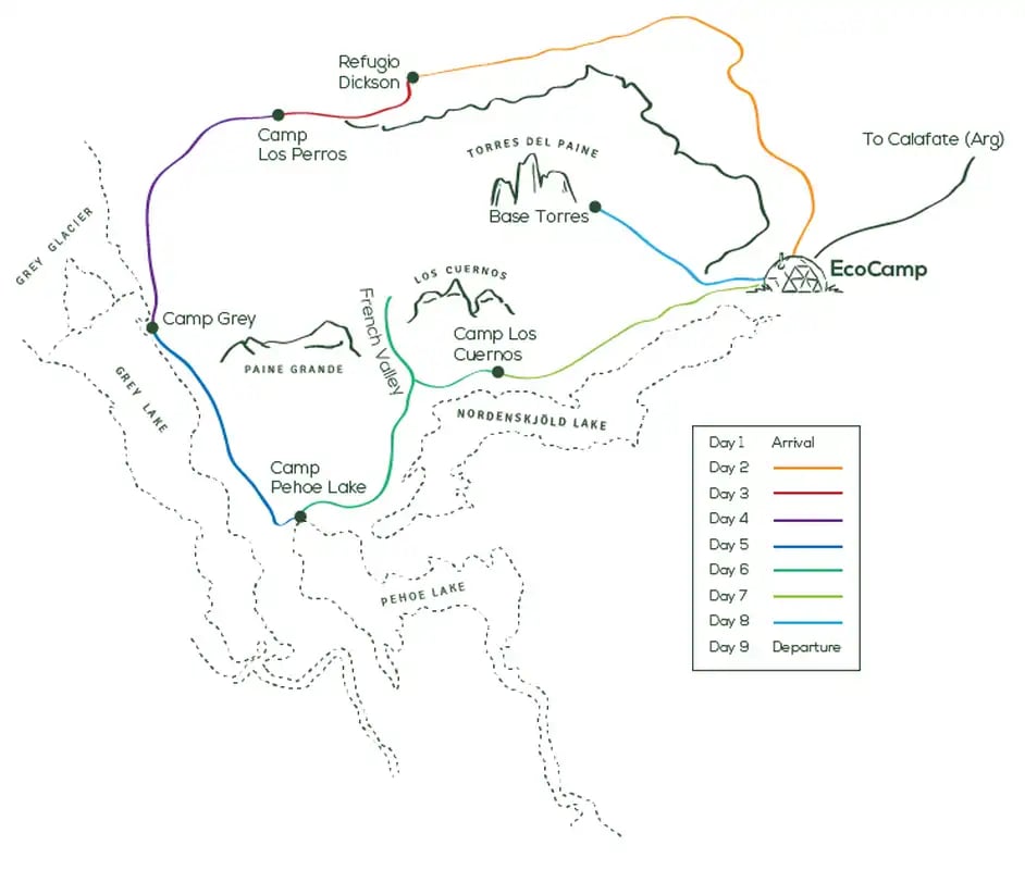Mapa circuito Torres del Paine