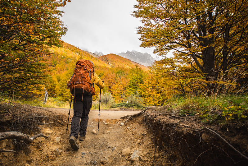 trek in Torres del Paine in autumn