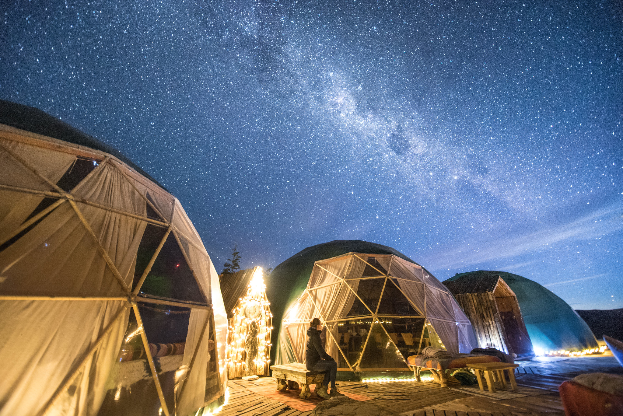 EcoCamp at night