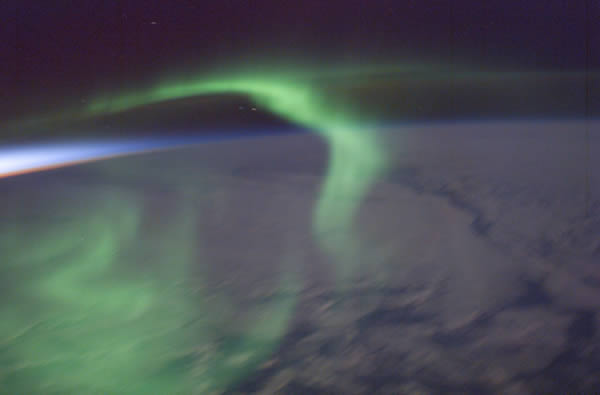 aurora australis from International Space Station