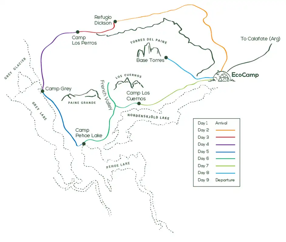 Torres del Paine Circuit Map